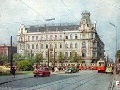 Łódź. Skrzyżowanie al. Kościuszki w Łodzi z ul. Zieloną - lata 1960-1962