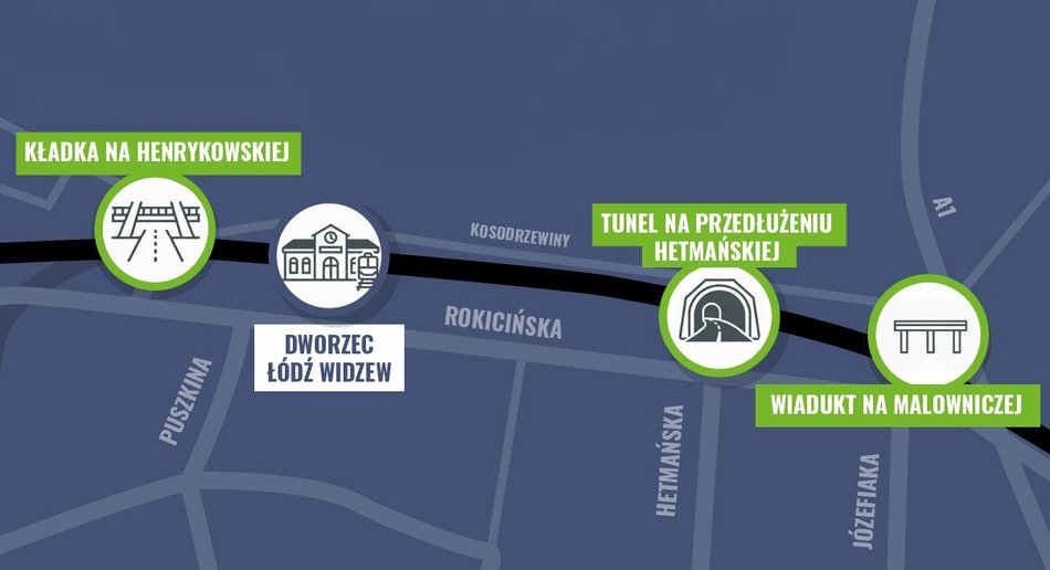 Łódź. Nowa kładka, tunel i wiadukt na mapie