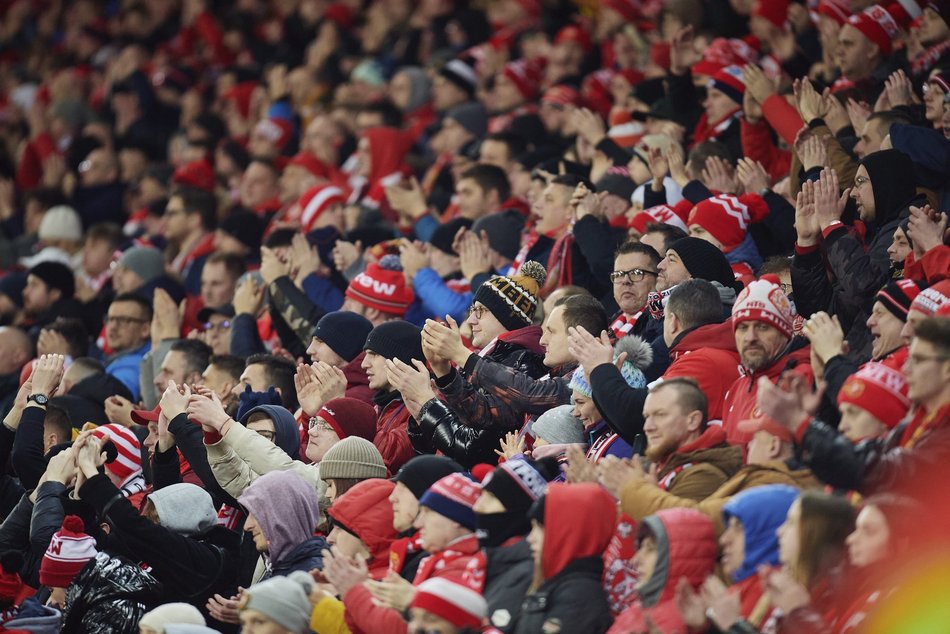 Mecz Widzew Łódź–Śląsk Wrocław, kibice na trybunach, zdjęcia