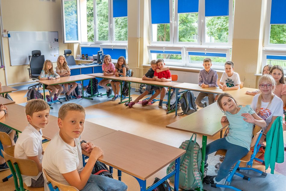 Uczniowie w szkole podstawowej w Łodzi