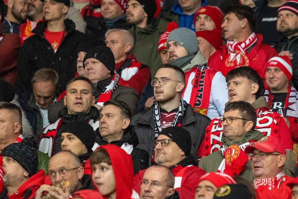 Kibice na meczu Widzewa Łódź z Radomiakiem Radom