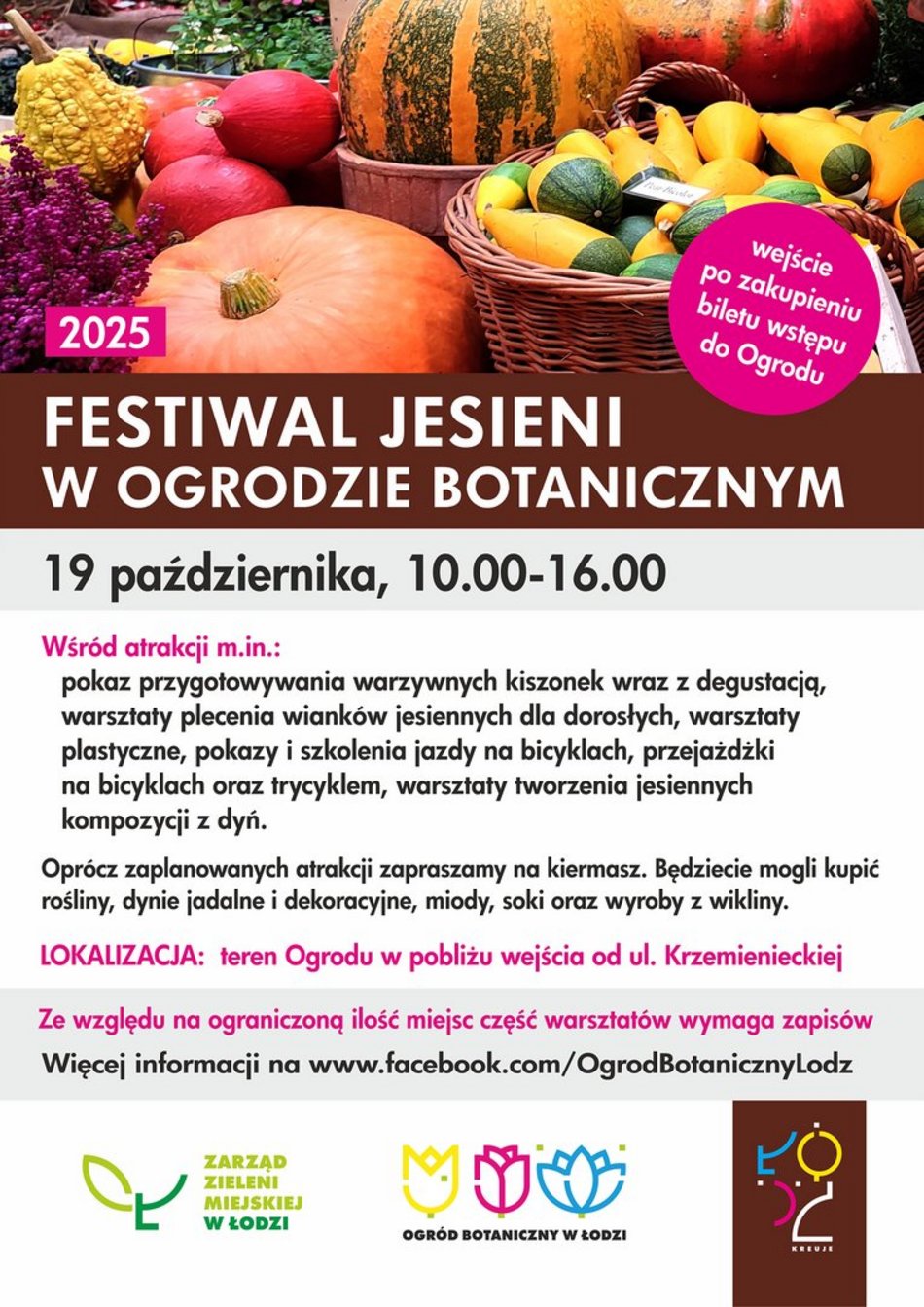 Łódź. Festiwal Jesieni w Ogrodzie Botanicznym w Łodzi. Kiermasz, warsztaty i dobre jedzenie