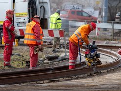 Łódź. Remont torowiska na Placu Niepodległości w Łodzi