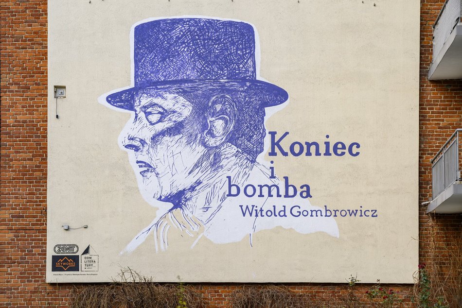 Nowy mural w Łodzi! Witold Gombrowicz uwieczniony na ścianie Centrum Biurowego ZENIT