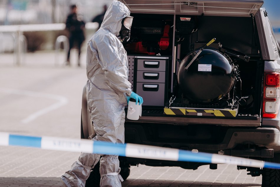 Ćwiczenia służb specjalnych na stadionie im. Władysława Króla w Łodzi