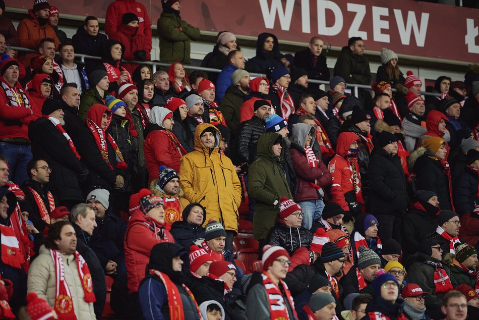Kibice na meczu Widzewa Łódź - Pogoń Szczecin