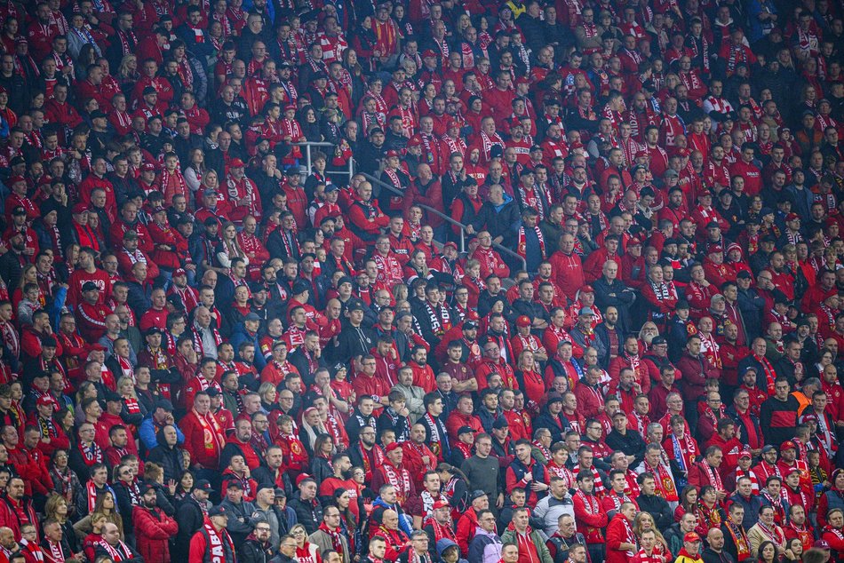 Kibice na meczu Widzewa Łódź z Górnikiem Zabrze
