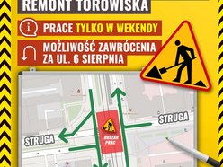 Remont torowiska na skrzyżowaniu Kościuszki i Struga. Zmiany w ruchu i MPK Łódź