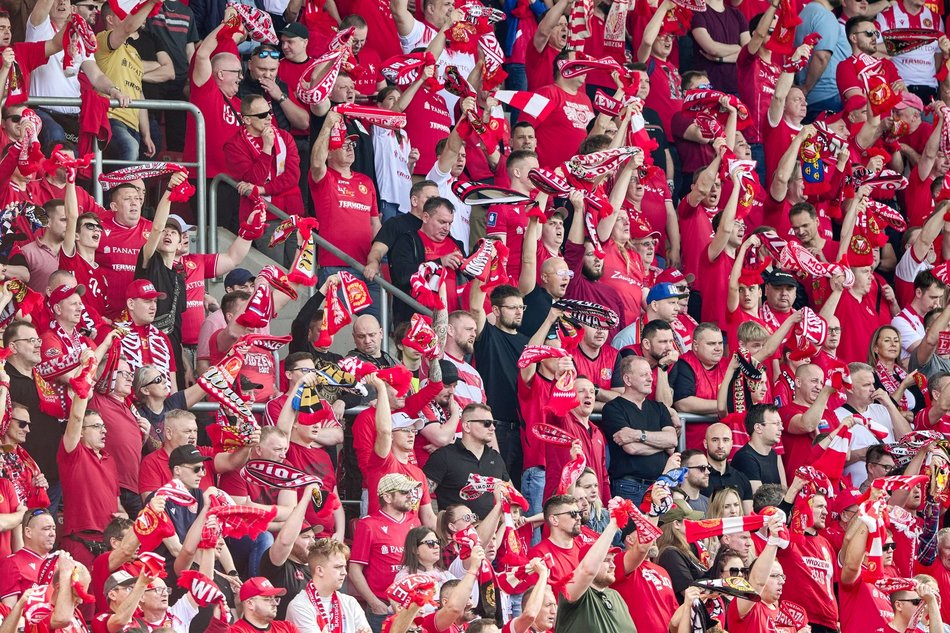 Kibice na meczu Widzewa Łódź