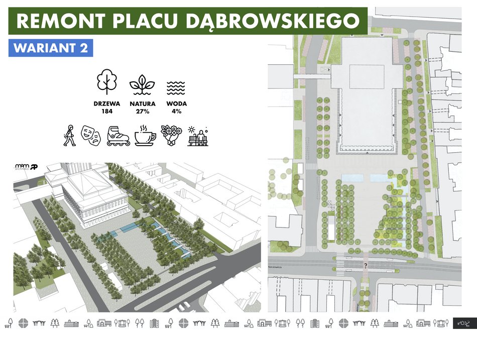 Plac Dąbrowskiego remont - wariant 2