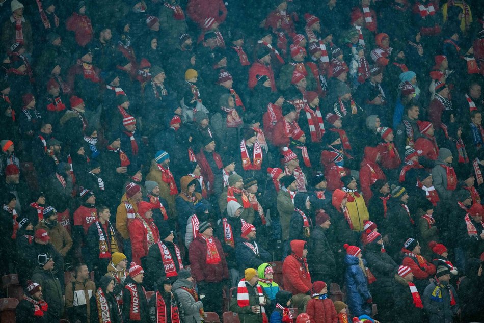 Kibice na meczu Widzewa Łódź z Radomiakiem Radom