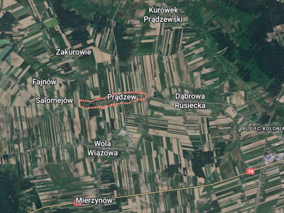 Łódź. Bykowiec - część wsi Prądzew (na mapie)