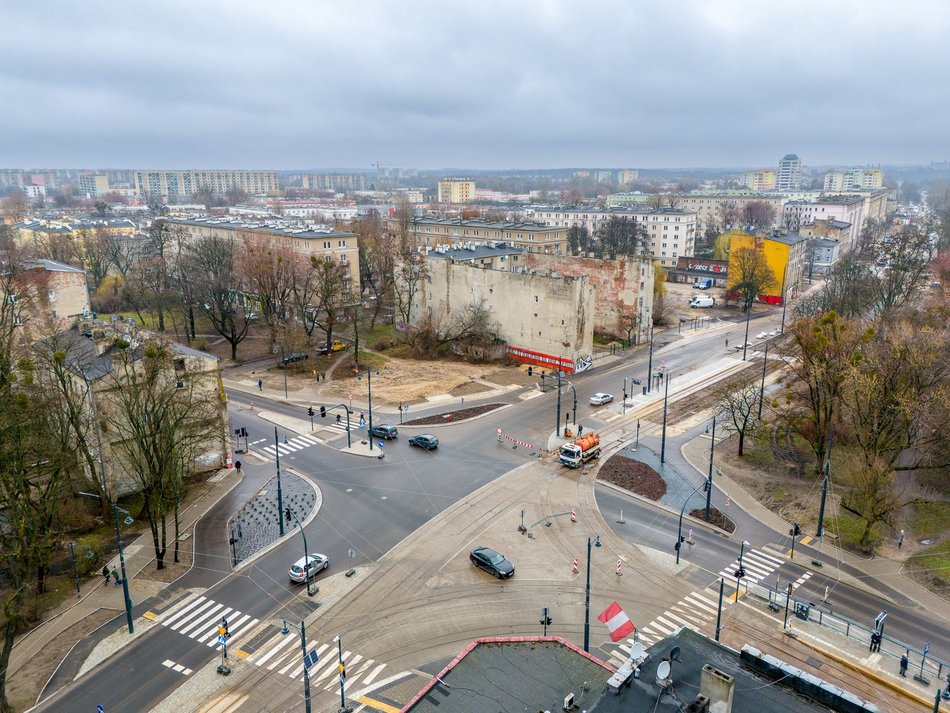 remont ulicy widziany z lotu ptaka