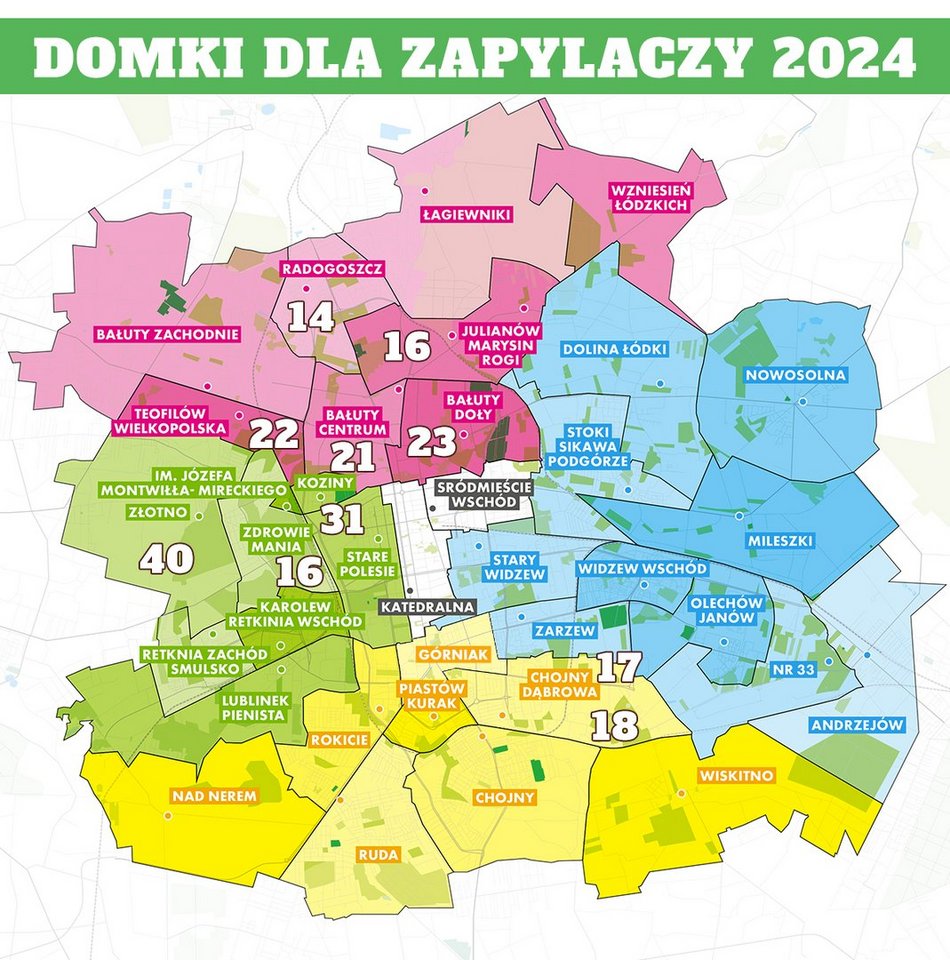 W 2024 roku przybyło ponad 200 domków dla zapylaczy w Łodzi