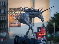 Łódź. Pomnik Jednorożca