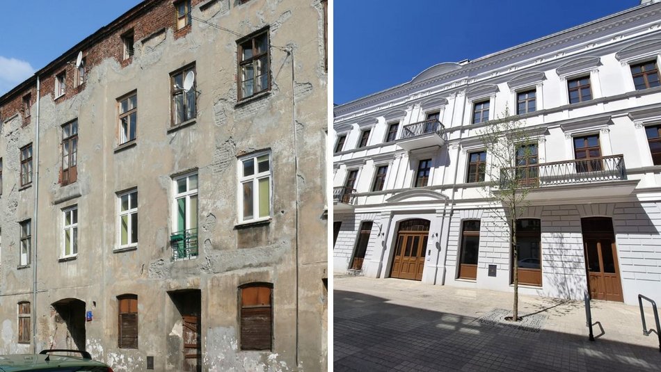 Łódź. Kamienica przy ul. Włókienniczej 2 w Łodzi przed i po rewitalizacji