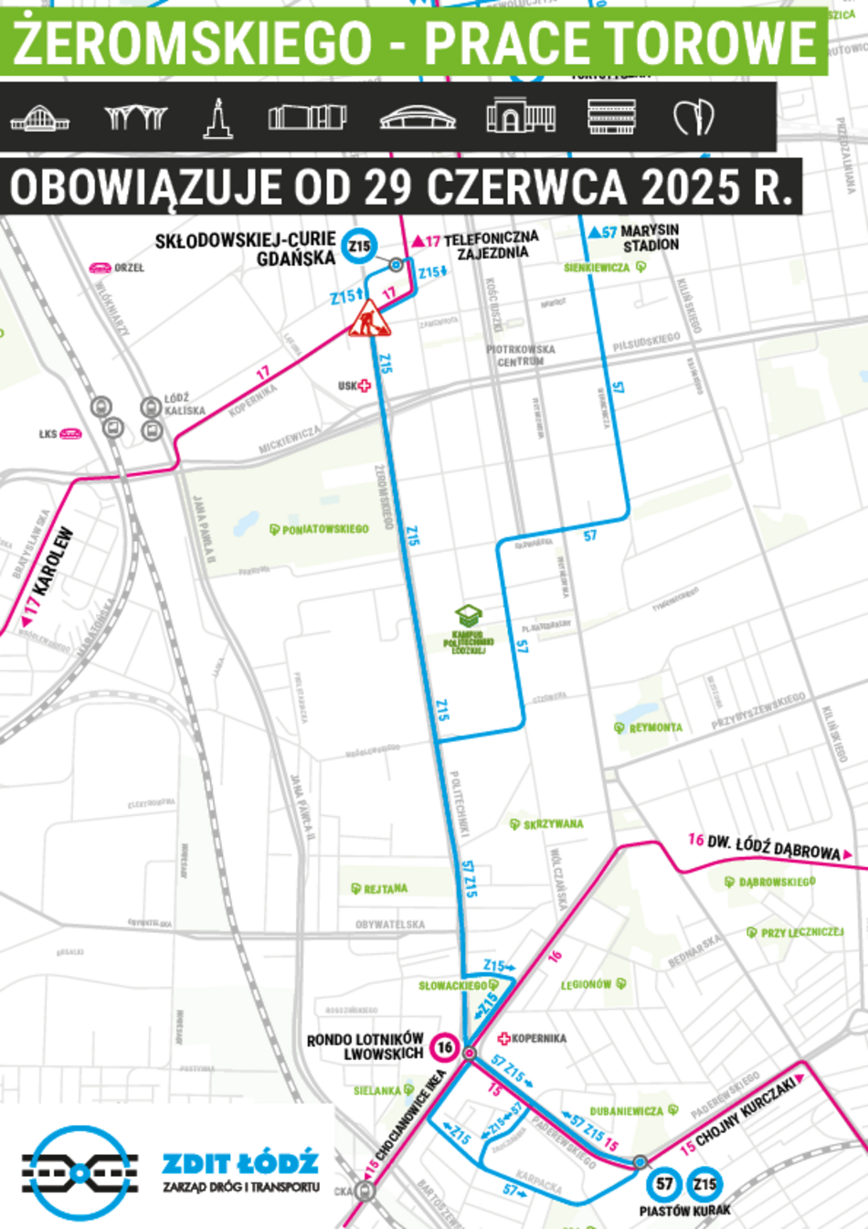 Wakacyjny remont torowiska na Żeromskiego w Łodzi wystartował