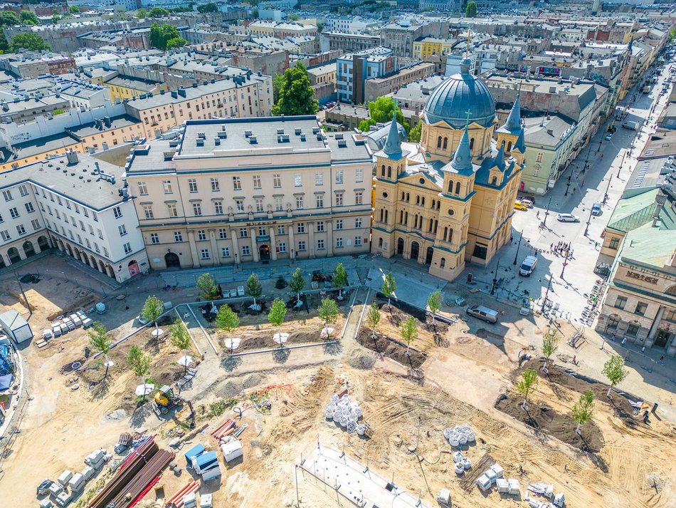 Plac Wolności w remoncie. Widok z drona