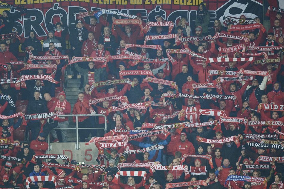 Kibice na meczu Widzew Łódź – Warta Poznań