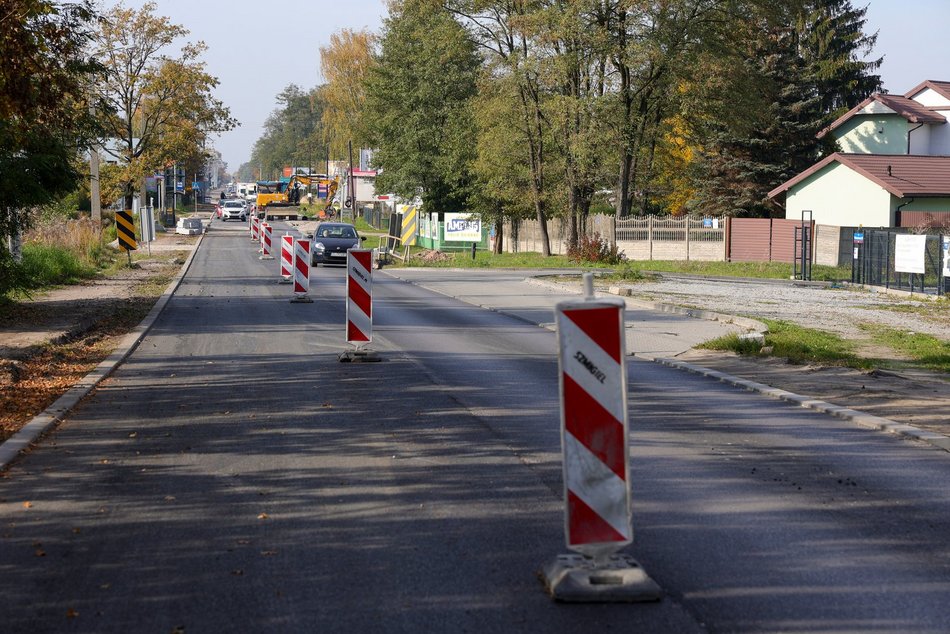 widok na roboty drogowe na ulicy Aleksandrowskiej