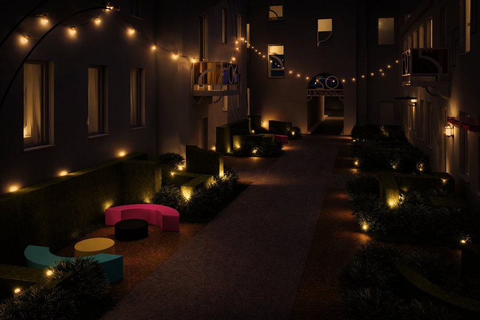 Łódź. Nowe artystyczne podwórko przy Piotrkowskiej. Strzemiński inspiracją dla detali