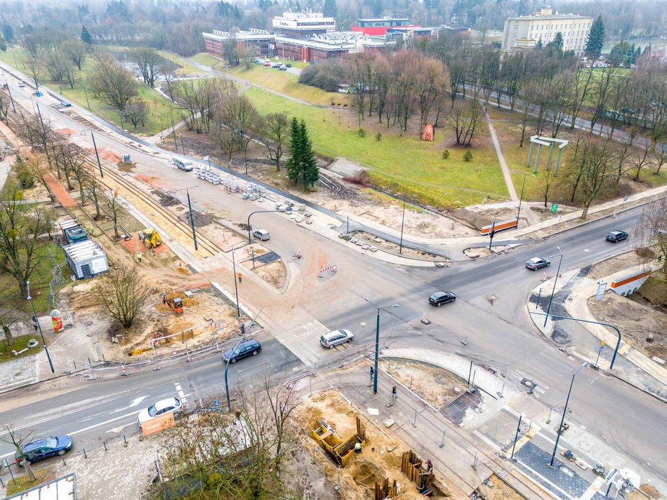 remont ulicy widziany z lotu ptaka