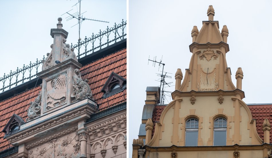 Zegary słoneczne przy ul. Piotrkowskiej 12 i 143