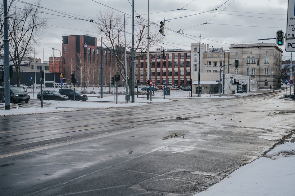 Łódź. Skrzyżowanie ulic Franciszkańskiej i Kilińskiego w Łodzi