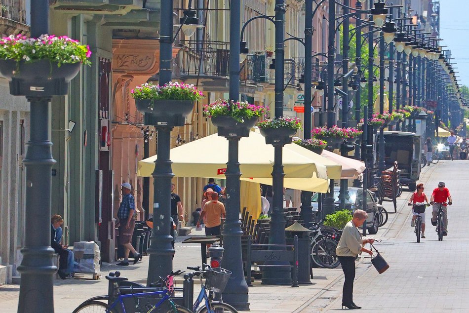 Na Piotrkowskiej i w okolicy sadzą kolorowe rośliny