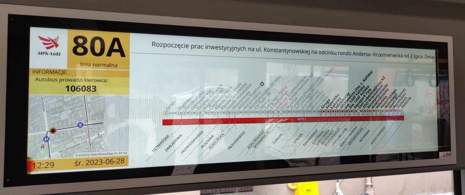 Nowe rozwiązania w MPK Łódź - tablice informacyjne w pojazdach