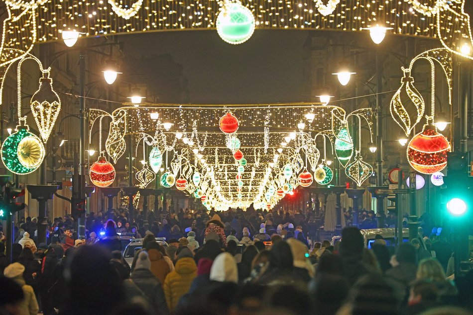 Świąteczna iluminacja Piotrkowskiej Łódź