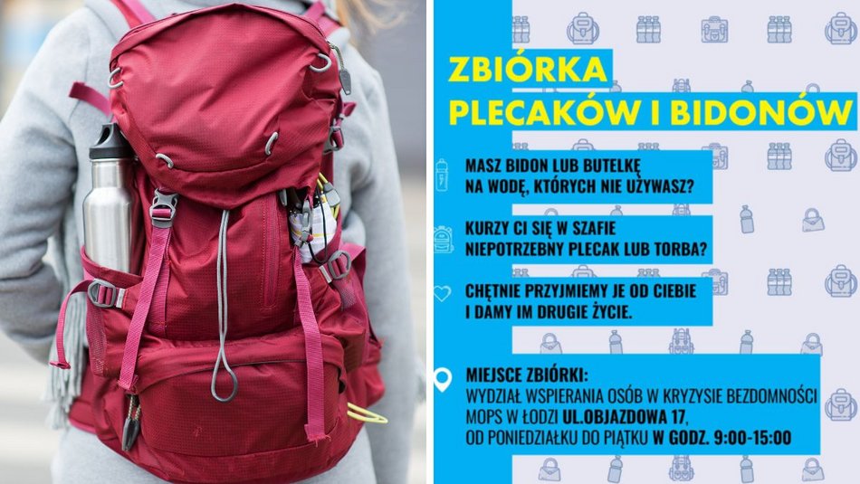 Łódź. Zbiórka bidonów i plecaków dla osób w kryzysie bezdomności w Łodzi