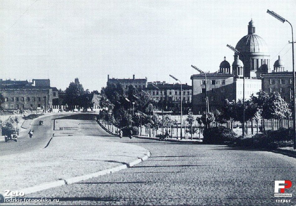 Łódź. Aleja Palki (wówczas ul. Strykowska) w Łodzi - lata 50./60.