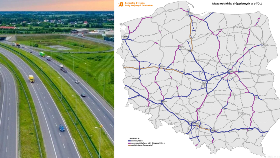 Płatne drogi w Polsce - mapa, mat. GDDKiA