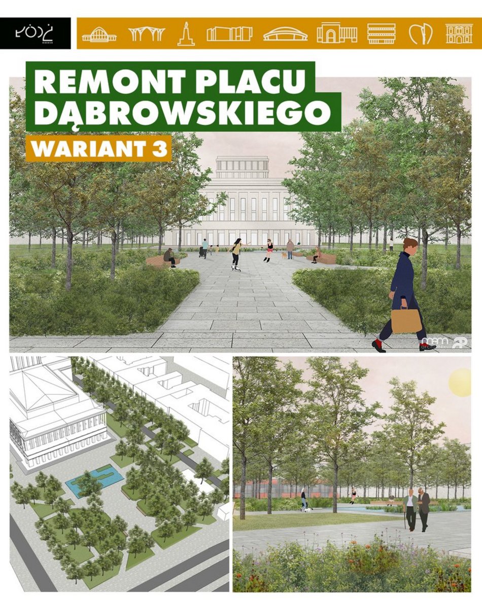 Plac Dąbrowskiego remont - wariant 3