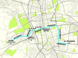 MPK Łódź - trasa linii nr 14 - mapa