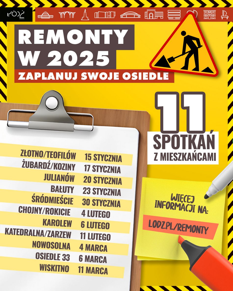 Zaplanuj swoje osiedle! Przyjdź na spotkania o remontach dróg w Łodzi. Pierwsze już 15 stycznia