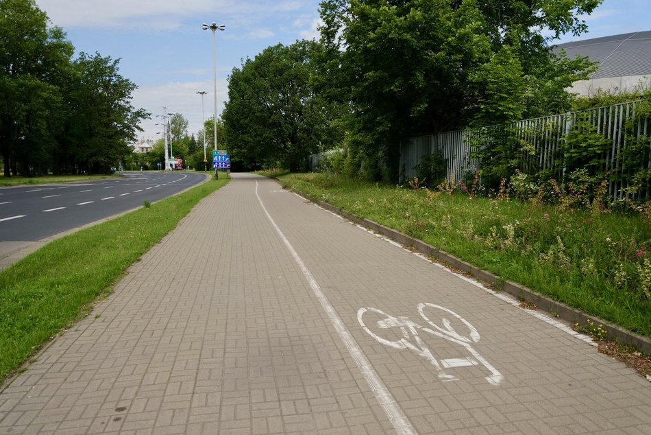 Łódź. Droga rowerowa na al. Bandurskiego w Łodzi przed remontem