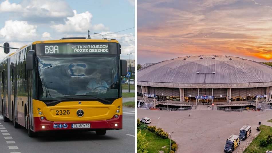 Łódź. Autobus MPK Łódź i Atlas Arena w Łodzi
