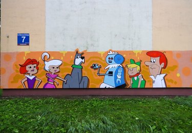 Mural Jetsonowie na Dąbrowie - ŁÓDŹ.PL