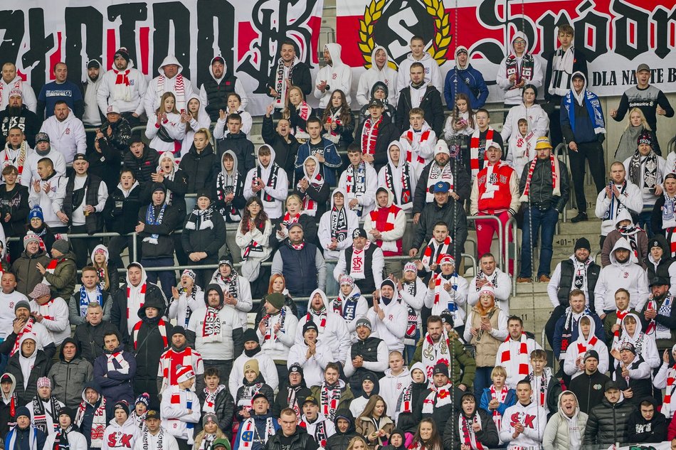 Kibice na meczu ŁKS Łódź - Lech Poznań