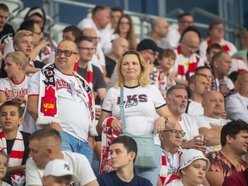 Mecz ŁKS Łódź – Korona Kielce. Kibice na trybunach stadionu przy al. Unii