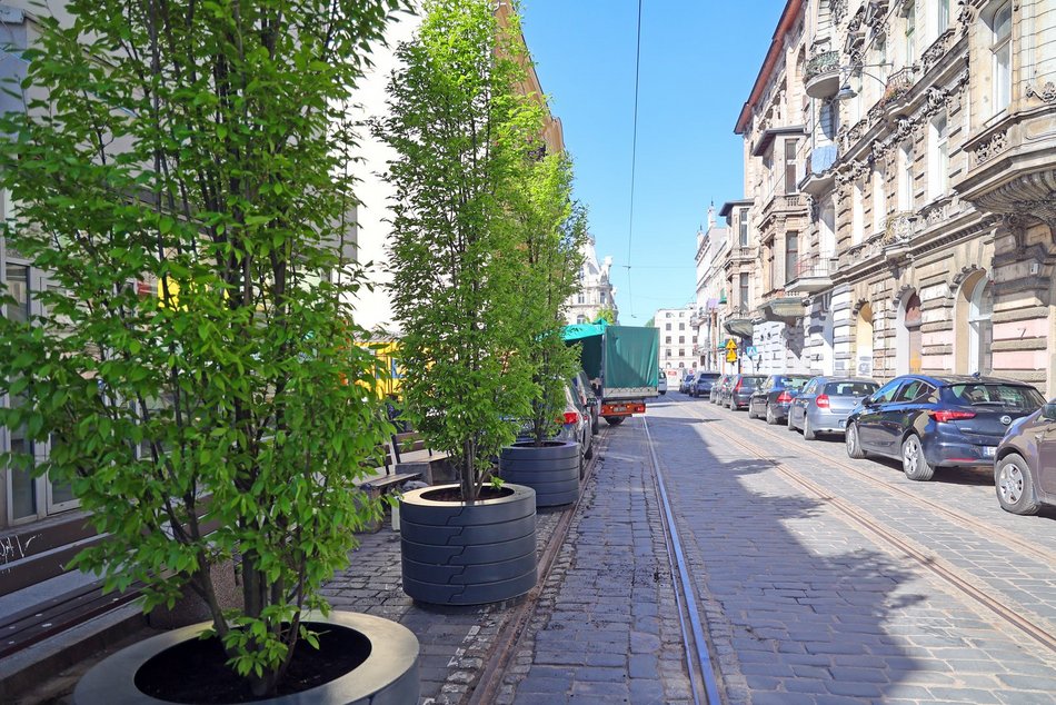 Nowe drzewa przy Zielonej w Łodzi. Zobacz, jak stawiali wielkie donice