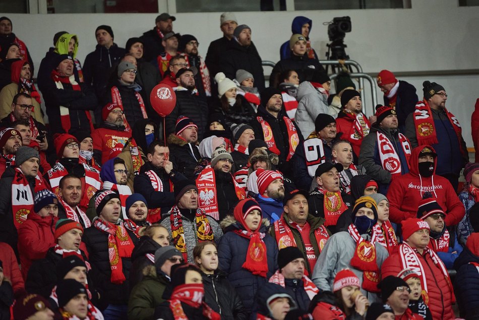 Kibice na meczu Widzewa Łódź - Pogoń Szczecin