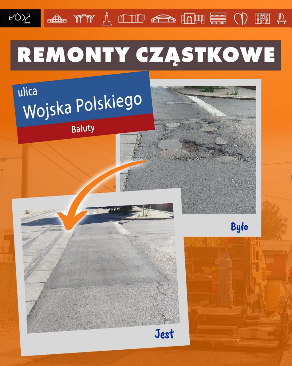 Remonty cząstkowe porównanie przed i po - Wojska Polskiego