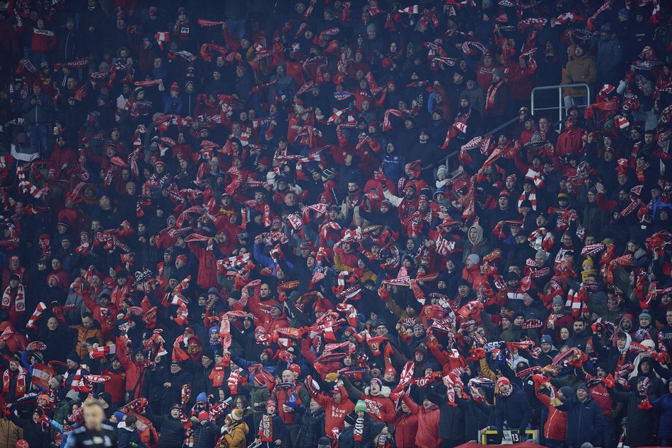 Kibice na meczu Widzewa Łódź - Pogoń Szczecin