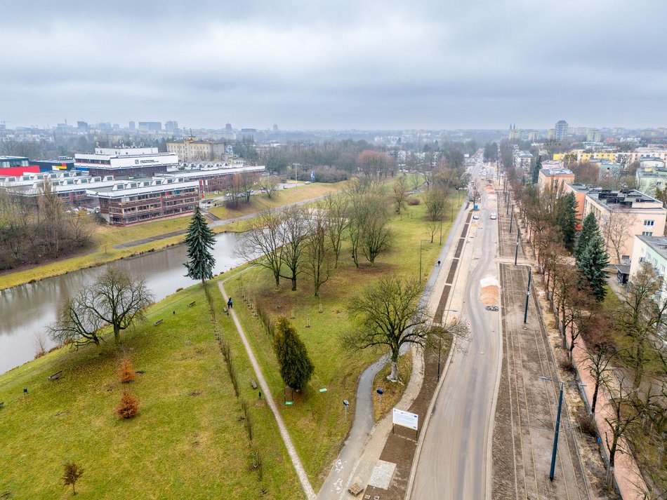 remont ulicy widziany z lotu ptaka