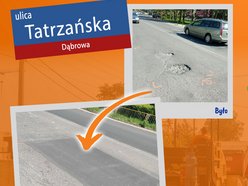 Jezdnia przed i po remontach cząstkowych w Łodzi