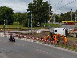 Remonty torowisk na rondzie Lotników Lwowskich i Żabieńcu