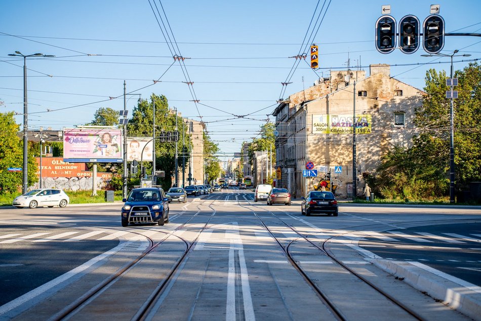 Skrzyżowanie Przybyszewskiego z Kilińskiego otwarte